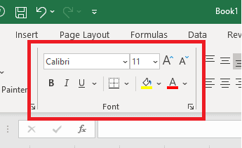 Find your font in Excel in the Font command group