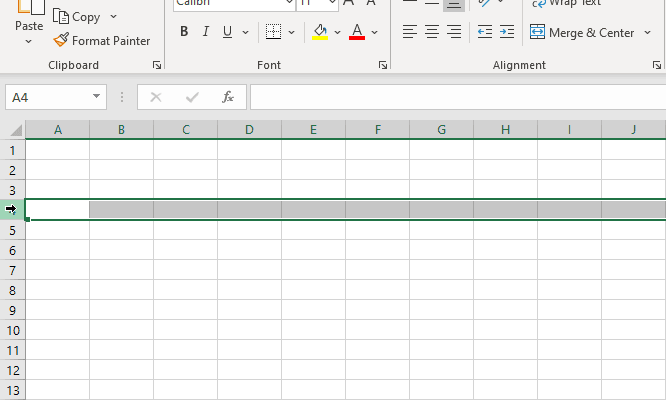 Selecting the entire row in one click.