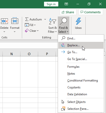 find and replace text in excel for mac