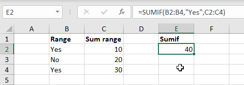 Summing the values in Sum range if the corresponding value in Range is 