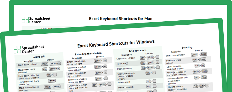 shortcut for insert cell in excel mac